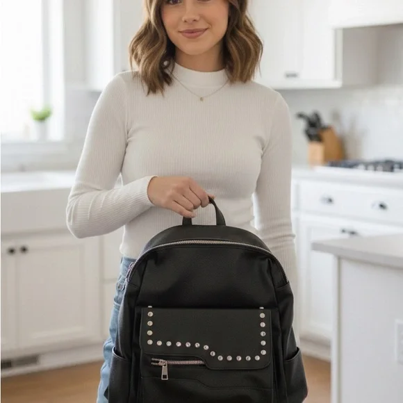 Black Studded Backpack - Picture 3 of 12